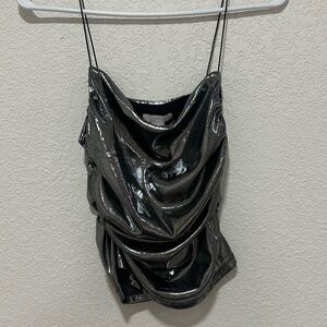 H&M Shiny Metallic Top - Silver
